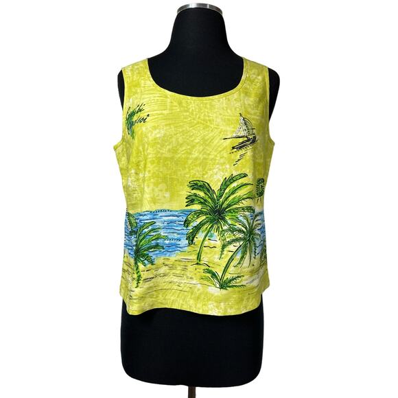 Nancy Bolen City Girl 100% Silk Vintage Embellished Sleeveless Tank Top Beach M - Picture 1 of 14